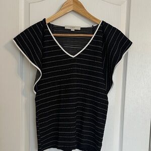 LOFT Black V-Neck Blouse